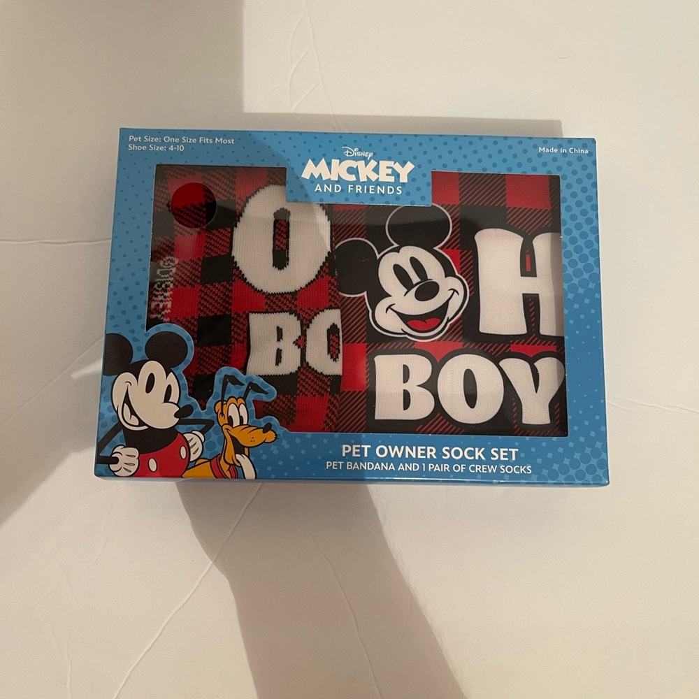 Disney Mickey and Friends Pet Owner Socks Pet Bandana Set